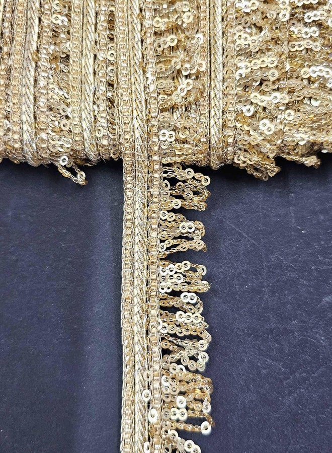 Mezin 1.25 inch RIMZIM Siquance Fringes Tassel Decorative Lace Ribbon Festival Bridal Dupatta Lehenga, Saree, Anarkali, Indian Sari Border (Pearl Mate) - Image 1
